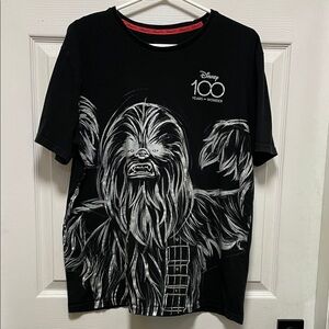 Disney | 100 Years of Wonder | Chewbacca |Graphic Tee| Black | Star Wars| Size L